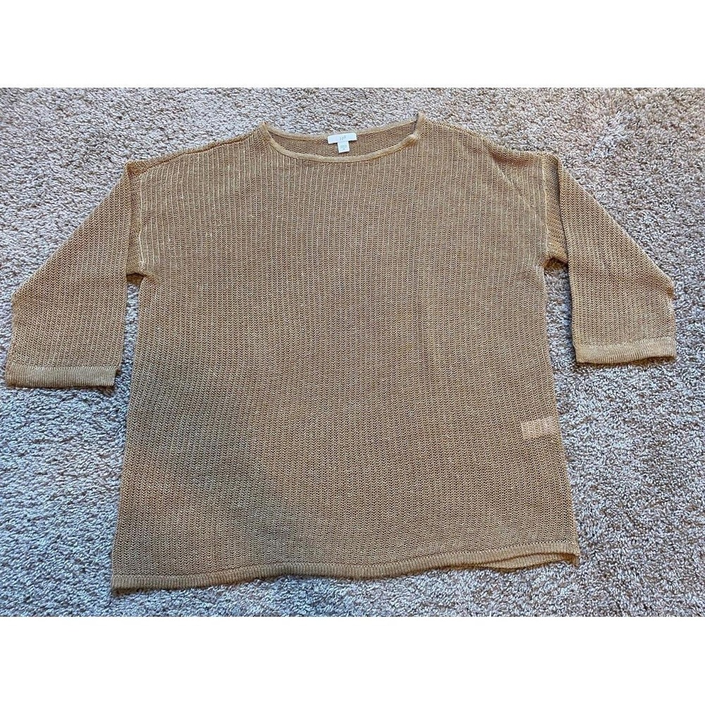 J Jill Sweater Linen Lightweight Pull-over Women Medium 3/4 Sleeve SKU12